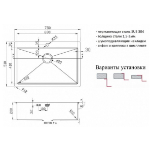 Кухонная мойка Zorg R 7551