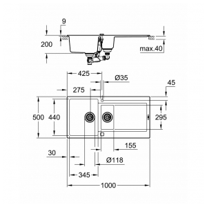 Кухонная мойка Grohe K500 31646AP0