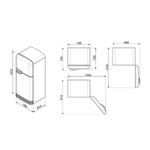 Отдельностоящий двухкамерный холодильник Smeg FAB50LBL