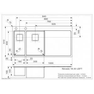 Кухонная мойка Reginox Nevada L18x30 Right