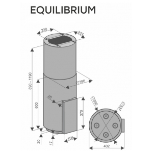 Островная вытяжка Konigin Equilibrium Black Glass