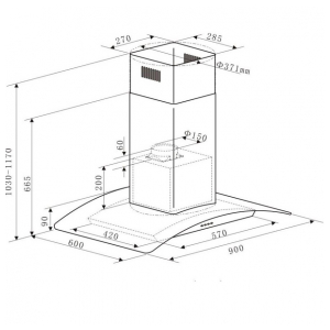 Островная вытяжка Maunfeld Ancona PlusA (Isla) 90 White Glass Transparent