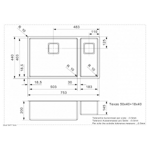 Кухонная мойка Reginox Texas L 50x40+18x40