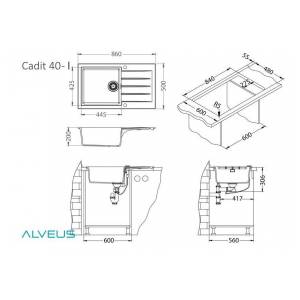 Кухонная мойка Alveus GRANITAL CADIT 40 CARBON