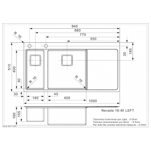 Кухонная мойка Reginox Nevada L18x40 Left