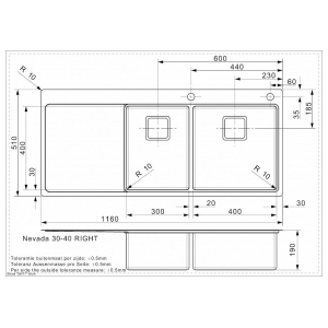 Кухонная мойка Reginox Nevada L30x40 Right