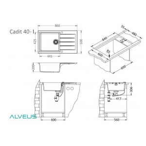 Кухонная мойка Alveus GRANITAL CADIT 40 CONCRETE