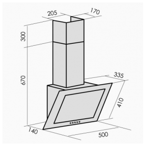 Пристенная вытяжка MBS GALTONIA 150 GLASS BLACK