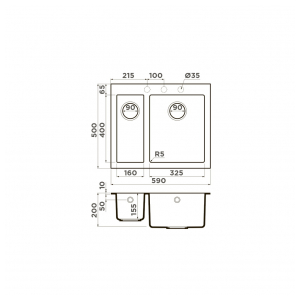 Кухонная мойка Omoikiri Bosen 59-2-GR Tetogranit/leningrad grey