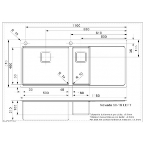 Кухонная мойка Reginox Nevada L50x18 Left