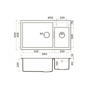 Кухонная мойка Omoikiri TEDORI 86-2-LB SA