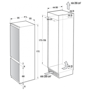 Встраиваемый двухкамерный холодильник Asko RFN31842I