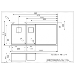 Кухонная мойка Reginox Nevada L30x18 Left