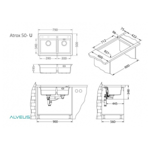 Кухонная мойка Alveus GRANITAL ATROX 50 CONCRETE