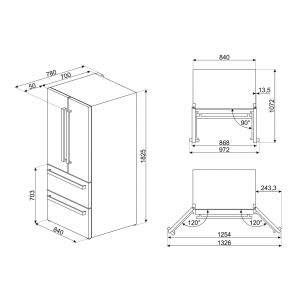 Отдельностоящий многокамерный холодильник Smeg FQ55FXDF